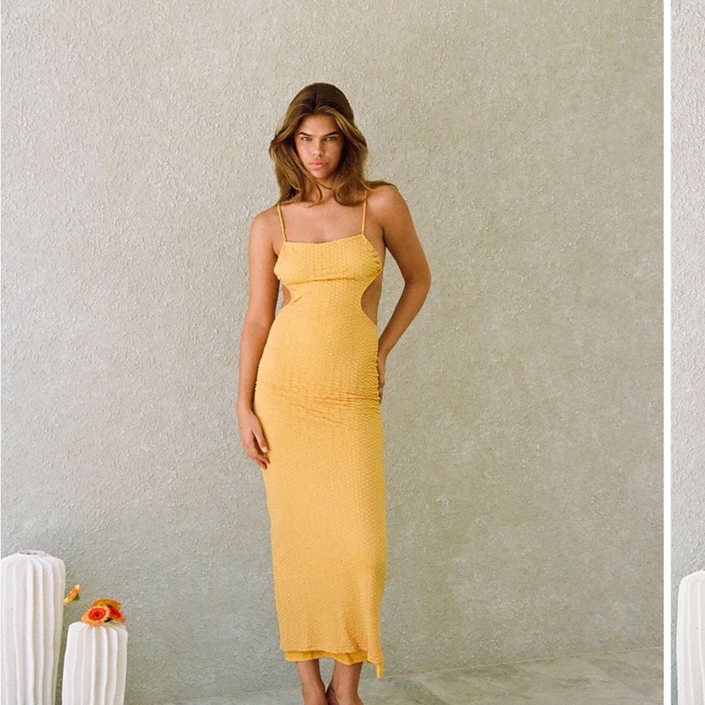 Sabo yellow backless dress BNWT sz medium